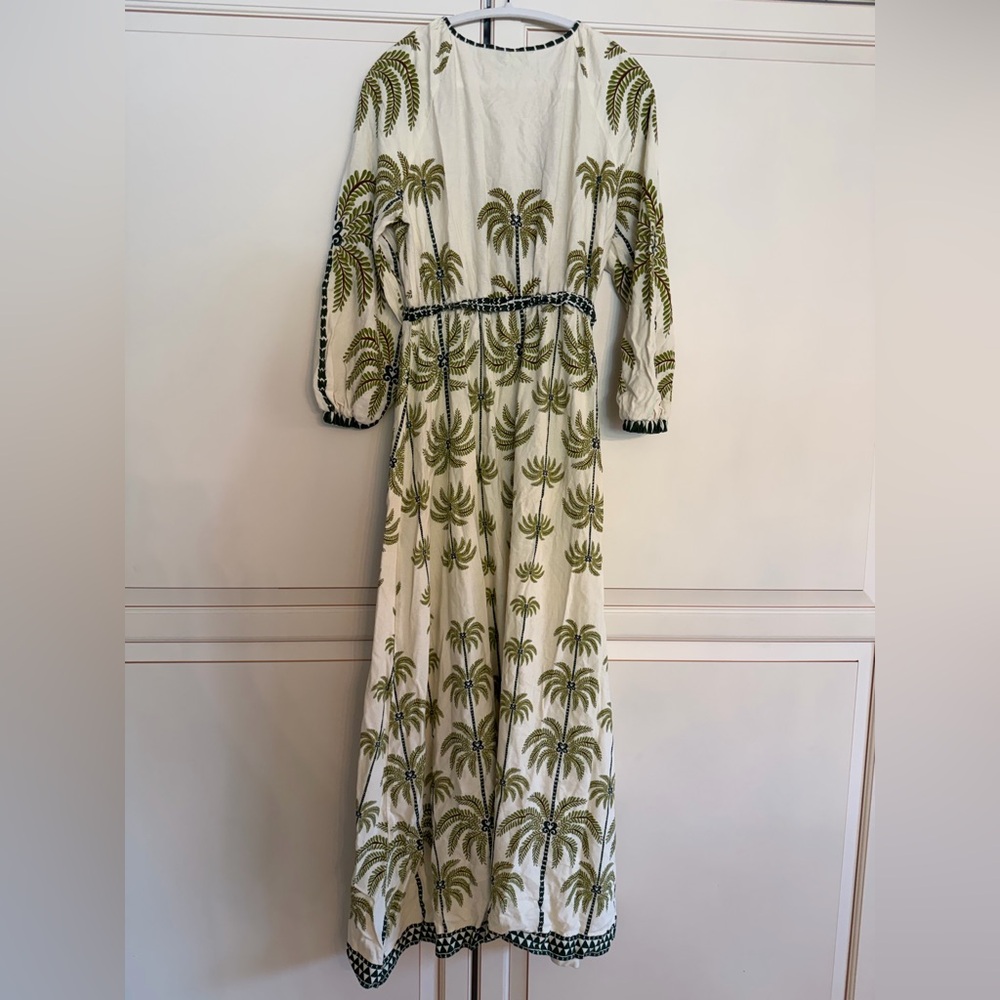 FARM Rio Cream Maxi Dress with Olive Palm Print and Green Trim - Picture 13 of 13